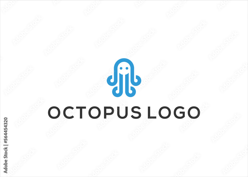 octopus tech digital logo design vector illustration