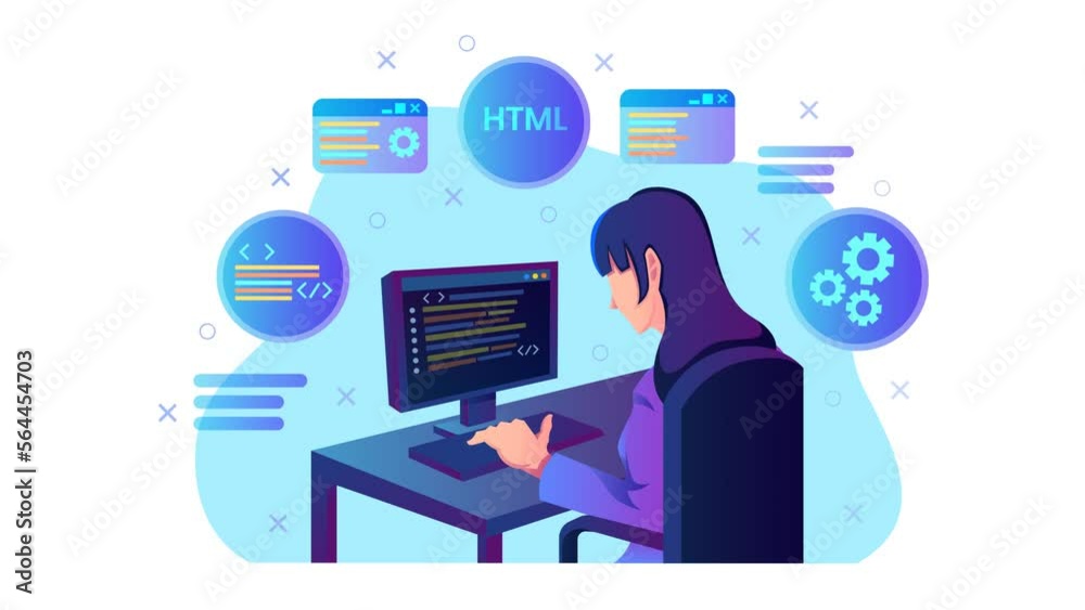 Programmer animated flat design concept. Great for business, technology ...