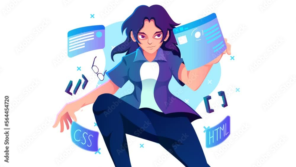 Programmer animated flat design concept. Great for business, technology ...