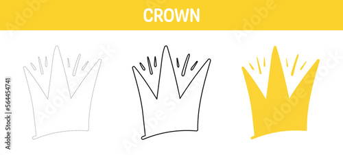 Crown tracing and coloring worksheet for kids