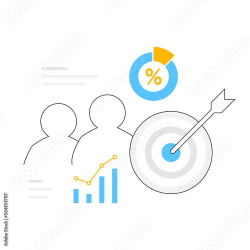 statistics elements demographic segmentation analysis, target market concept illustration flat design vector eps10