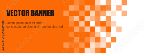 明るいオレンジのブロックパターンでランダムに描かれた背景画像。ヘッダー、バナー、タイトル用ベクター画像。