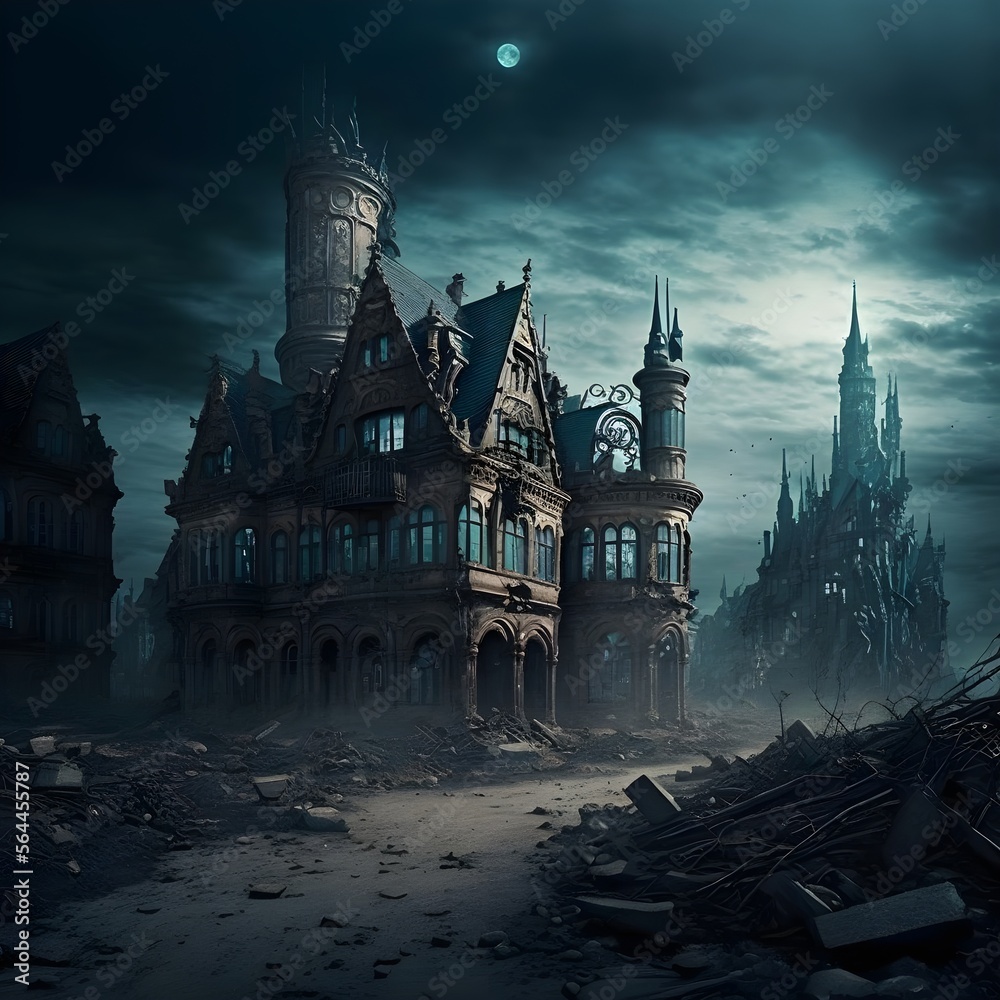 dark fantasy urban victorian cityscape the centre of the city is being ...