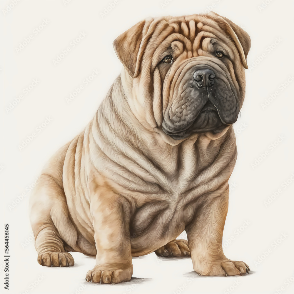 “Generative AI” Shar-Pei digital illustration.