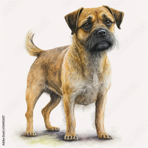 “Generative AI” Border Terrier digital illustration.