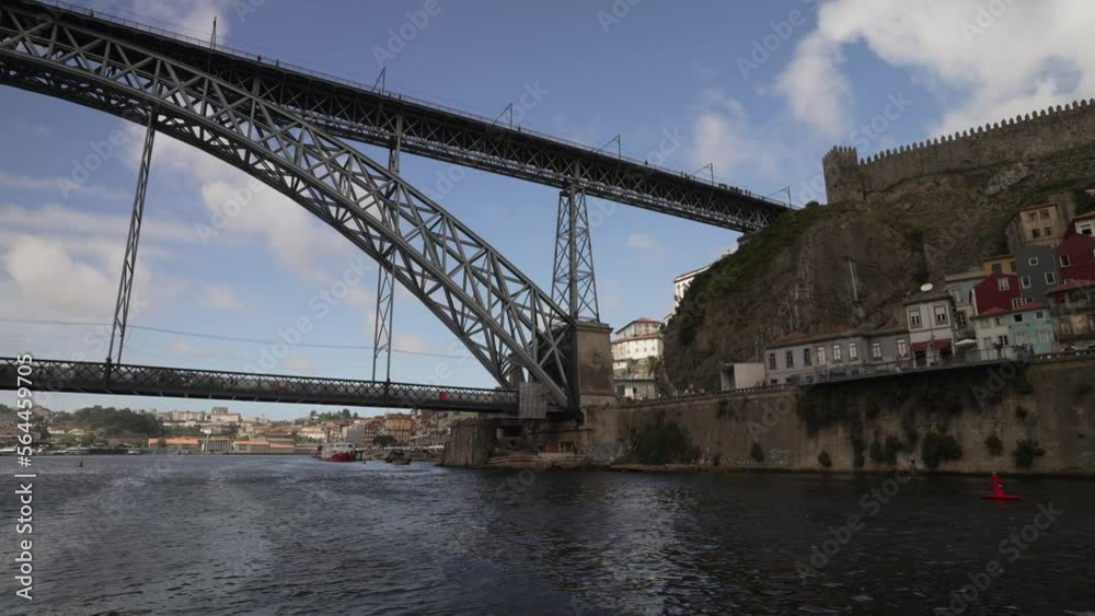 On board riverboat cruise and Dom Luis I Bridge, UNESCO World Heritage Site, over the Douro River On board riverboat cruise and Dom Luis I Bridge, UNESCO World Heritage Site, over the Douro River