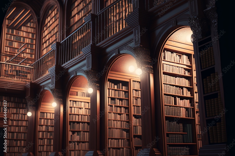 library with rows of books, with a theme of reading and research made with generative ai library with rows of books, with a theme of reading and research made with generative ai