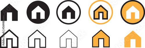 Web home icon for apps and websites, House icon, Home sign in circle or Main page icon in filled, thin line, outline and stroke style for apps and website