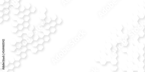 Abstract background with hexagon . white texture background . white hexagon light and shadow abstract background. 