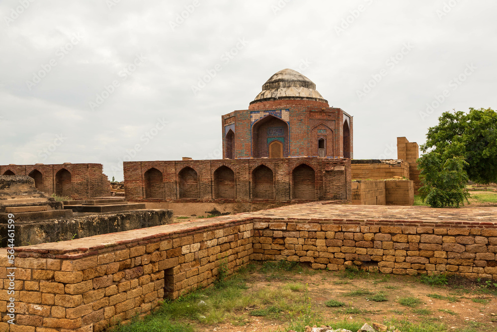 Ancient mausoleum at Makli Hill in Thatta, Pakistan. Necropolis, graveyard