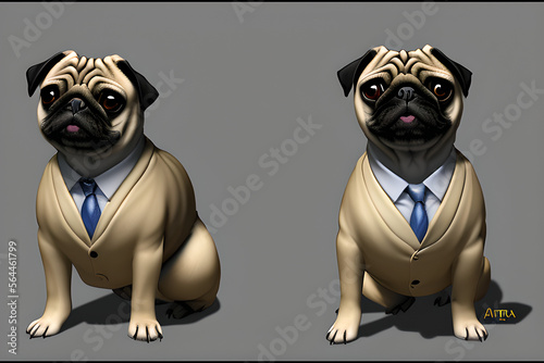 Portrait of a pug dog dressed in a formal business suit  generative ai