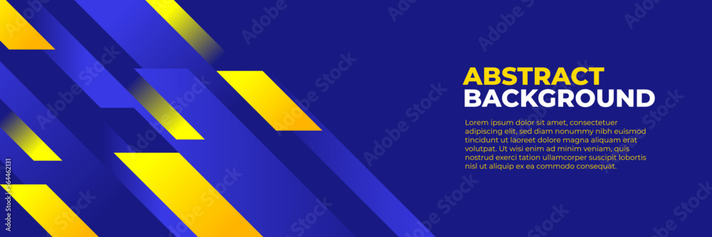 Abstract blue banner design vector, dynamic sporty horizontal background template with blue and yellow shapes for media promotion or web banner Abstract blue banner design vector, dynamic sporty horizontal background template with blue and yellow shapes for media promotion or web banner