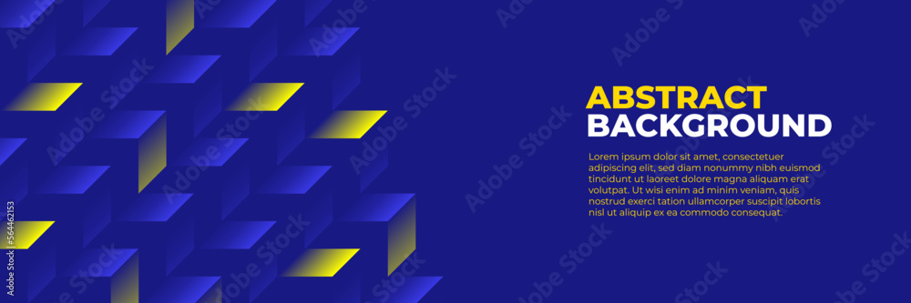 Obraz premium Abstract blue banner design vector, dynamic sporty horizontal background template with blue and yellow shapes for media promotion or web banner