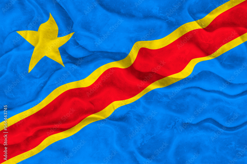 National flag  of Congo Democratic Republic. Background  with flag  of Congo Democratic Republic