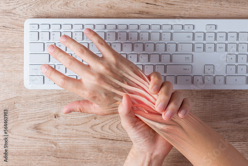 hand muscle inflammation from office syndrome , hand muscle pain