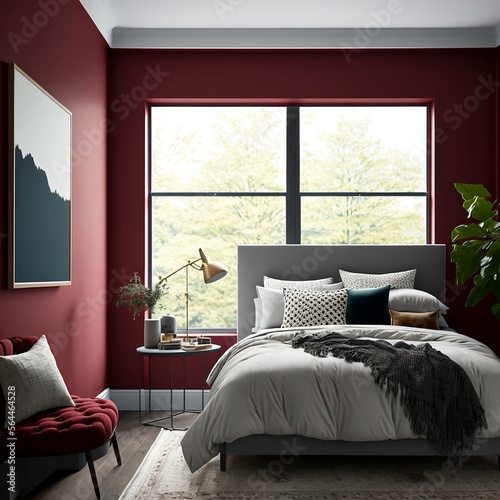 Burgundy bedroom