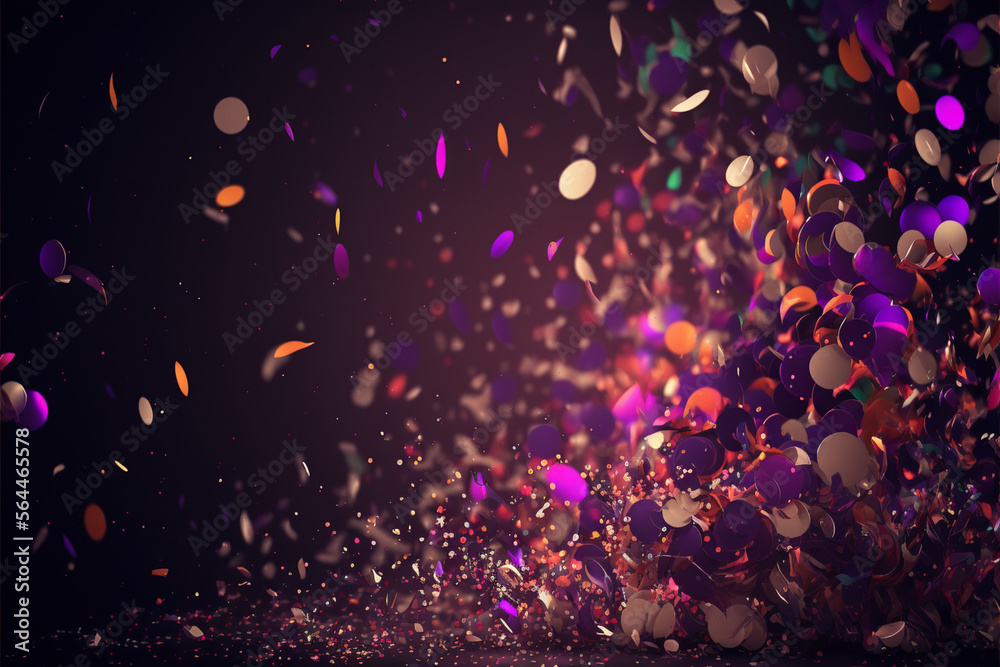 realistic Party Themed abstract background, confetti, streamers, glitter