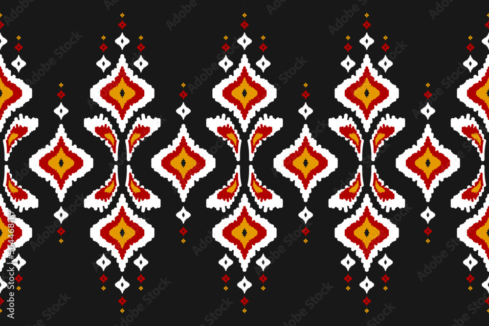 Obraz premium Ethnic ikat seamless pattern in tribal. American, Mexican style. Aztec geometric ornament print. Design for background, wallpaper, illustration, fabric, clothing, carpet, textile, batik, embroidery.