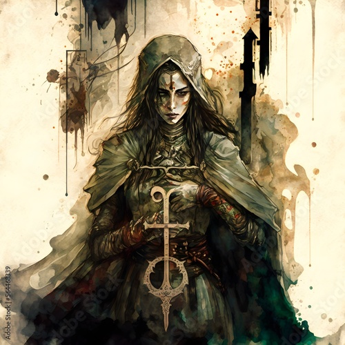 torturer tarot card fantasy watercolor 