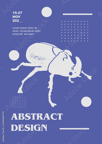 Lucanus cervus,  European stag beetle, greater stag beetle. Vector poster with insects. Engraving illustrations and typography. Background images for cover, banner