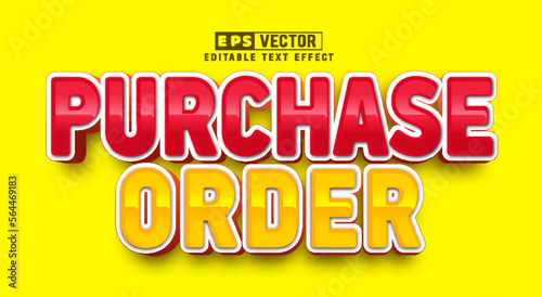 Purchase order 3d editable text effect vector