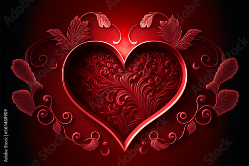 3d illustration heart for background  ai generative illustration  red backdrop