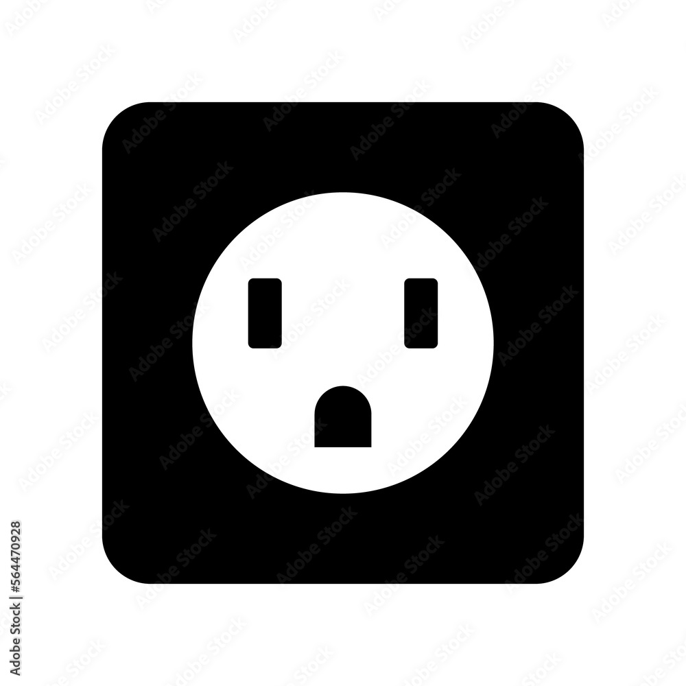 Electric socket icon. Electric power socket sign. Euro standard socket. Square shape. Isolated design for illustration or sticker template Electric socket icon. Electric power socket sign. Euro standard socket. Square shape. Isolated design for illustration or sticker template