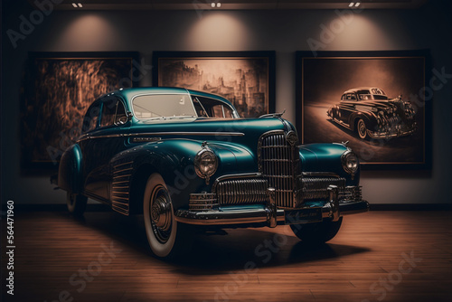 Luxury car in a museumGenerate by Generative AI
