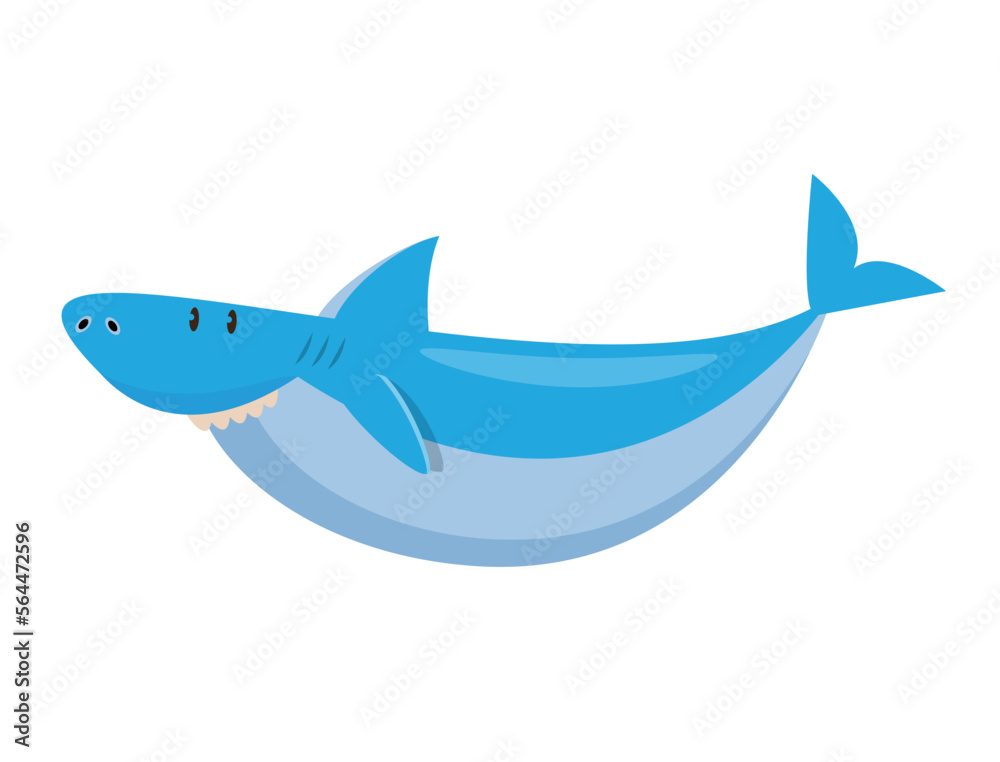 Obraz premium shark cartoon character vector illustration 