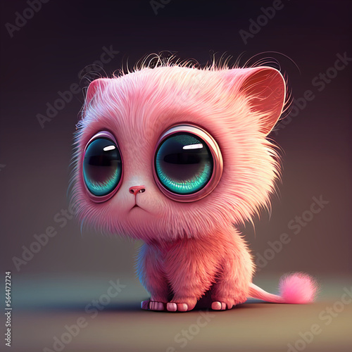 Fotografia Pink color fur sad kitty