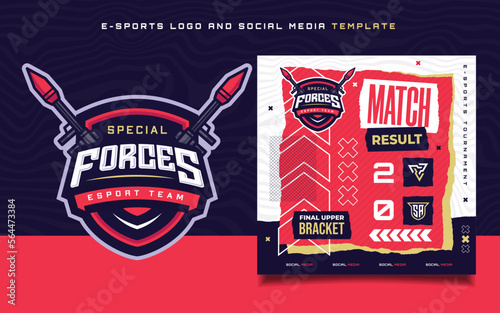 Fototapeta Set of E-sports Gaming Flyer Template and Logo for Social Media and Tournament B