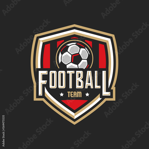 Soccer logo or football club sign badge. Football logo with shield background vector design