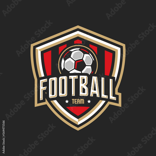 Soccer logo or football club sign badge. Football logo with shield background vector design