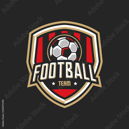 Soccer logo or football club sign badge. Football logo with shield background vector design