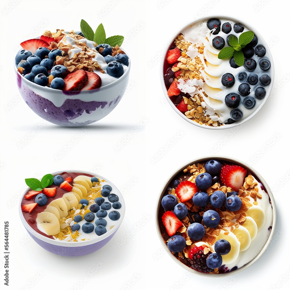 a white round acai bowl on a white background a white round acai bowl on a white background