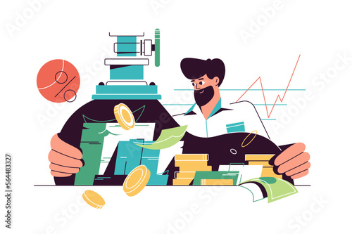 Cashflow concept, businessman holding money