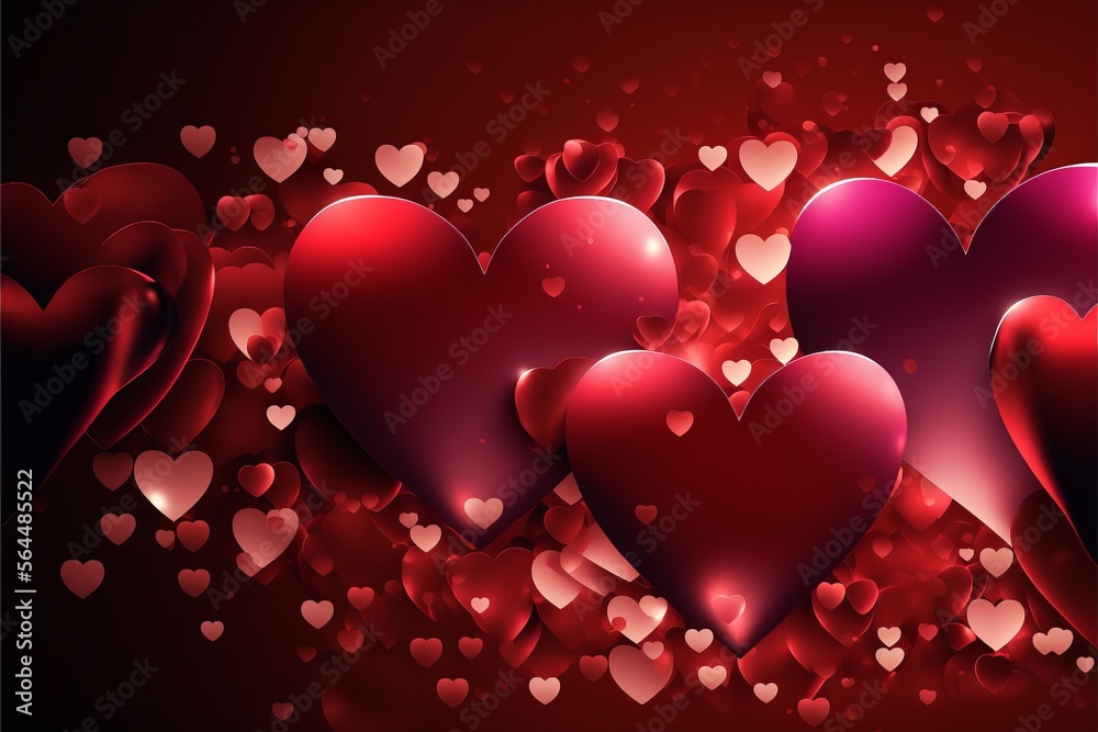 Valentine's Day Conceptual Design: A Beautiful View of Hearts, Clouds, and Sweet Romance in a Background Art Decoration for 14th February Celebration and Gift Giving,Present, Heart, Love, 14February

