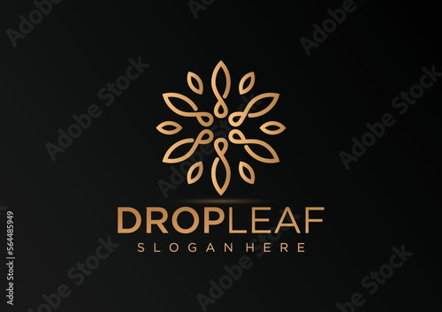 Hand Draw Vector Magnolia Flowers Logo Illustration. Floral Wreath. Botanical Floral Emblem With Typography On Brown Background