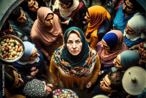 Fotografija Muslim woman at a middle eastern city street market looking at the camera