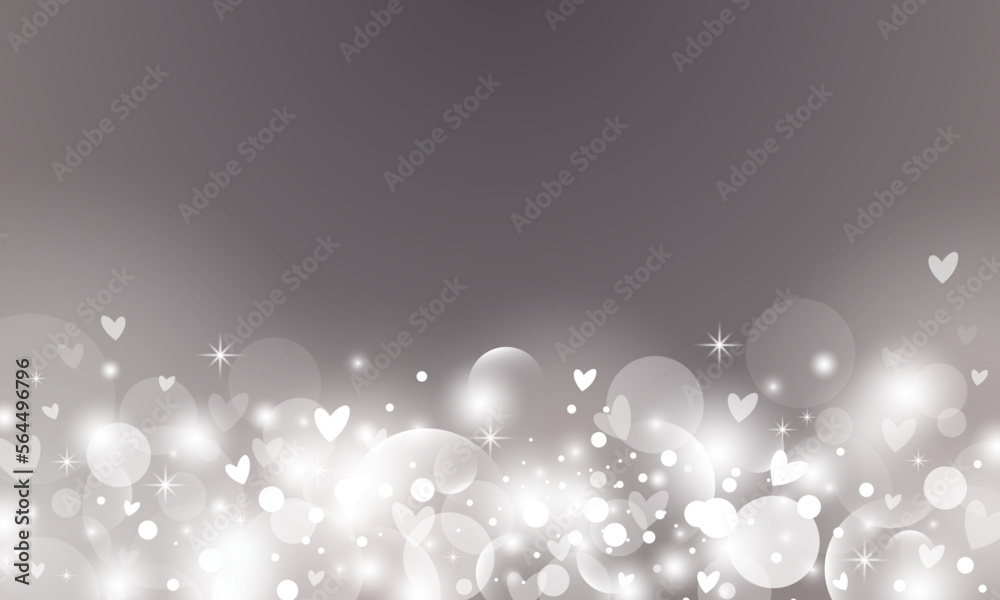Abstract bokeh lights with hearts background with copy space vector illustration