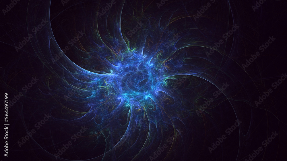 3D rendering abstract multicolor fractal light background