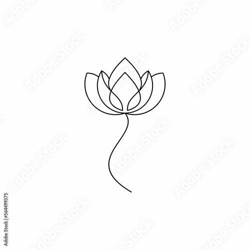 Elegant continuous line drawing. Minimal art flower on geometric shapes backgroud
