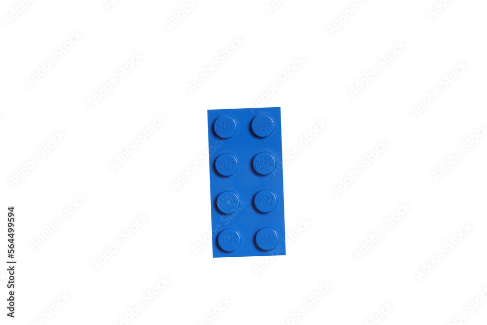Fototapeta premium Russia Vyborg 01.22.2023 Lego block isolated on white background.