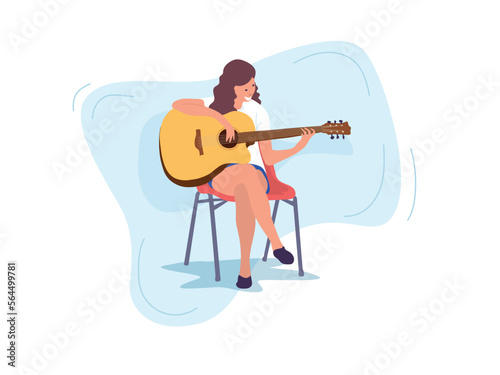 Student Playing Guitar in illustration graphic vector