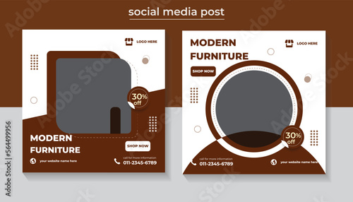 Modern furniture sale social media post and web banner template