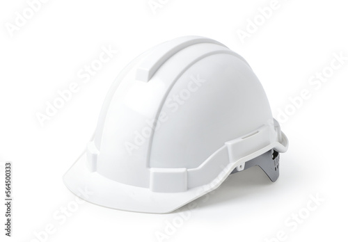 A new white safety helmet isolated on white background. Clipping path.