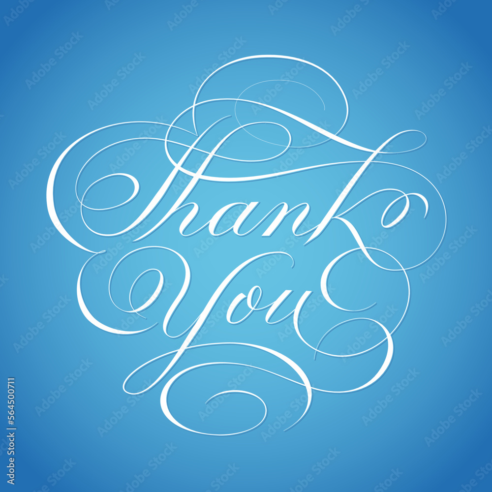 Thank you card hand lettering in script calligraphy style - vector Thank you card hand lettering in script calligraphy style - vector