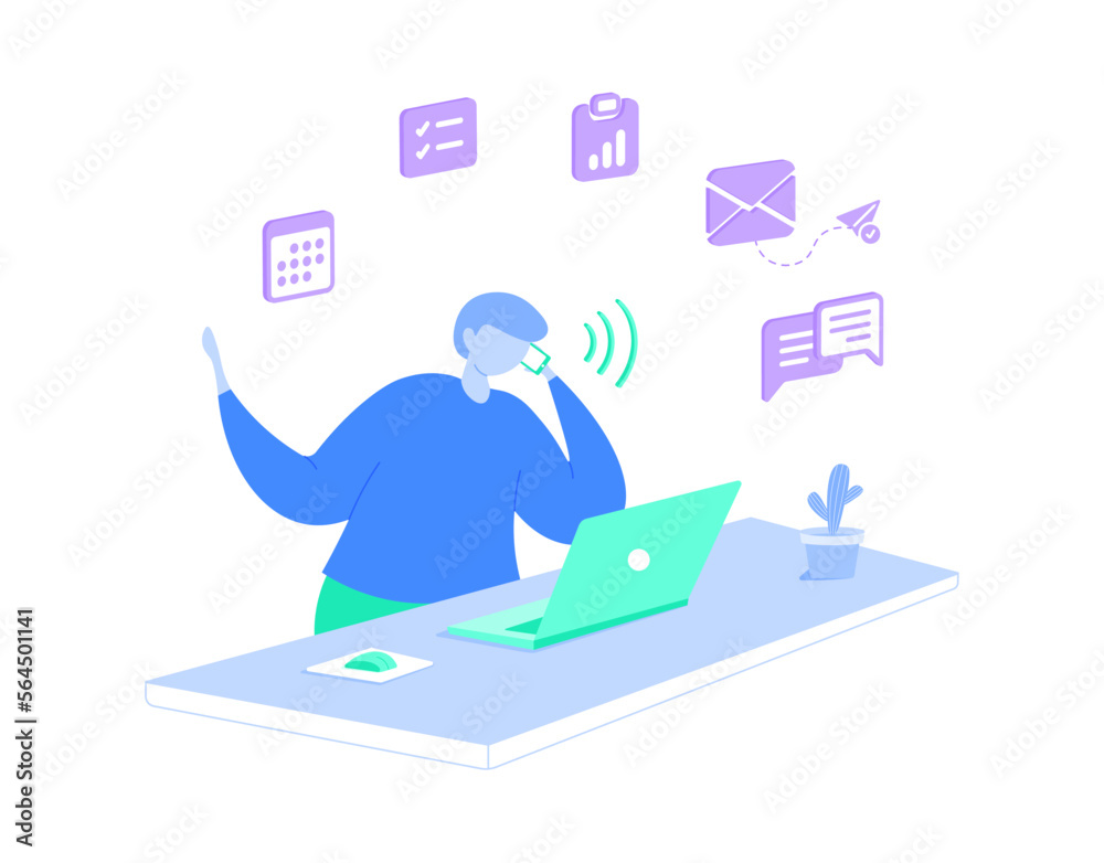 Illustration of a virtual assistant on a call