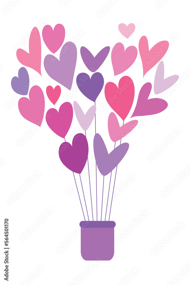 Heart, a symbol of love and Valentine's Day. A big heart made of small multicolored hearts. Vector illustration