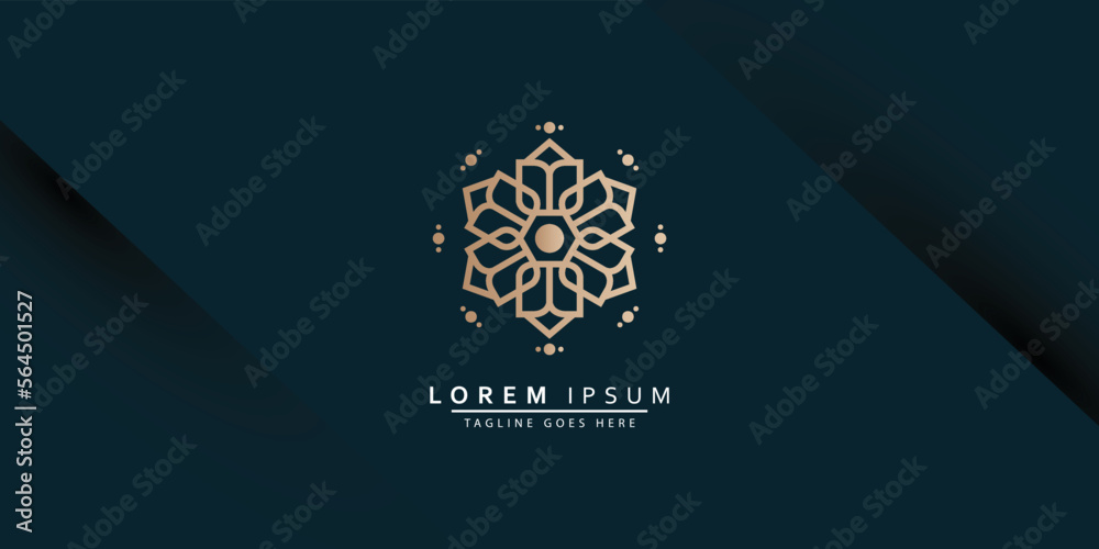 Modern Elegant Mandala Cosmetic Logo Design And Template. Golden Luxury Icon Vector Template. Modern Elegant Mandala Cosmetic Logo Design And Template. Golden Luxury Icon Vector Template.